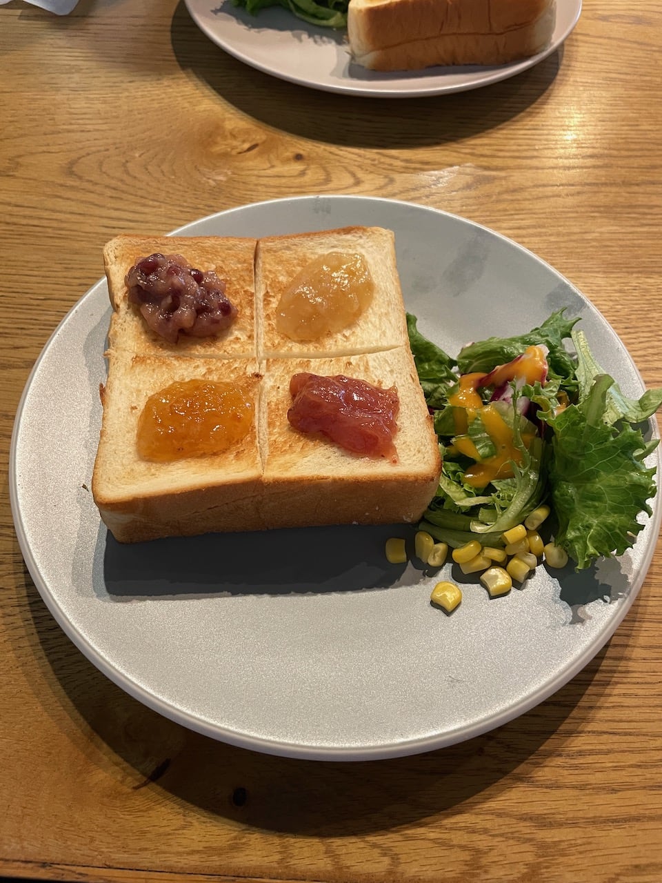 toast with four types of jam