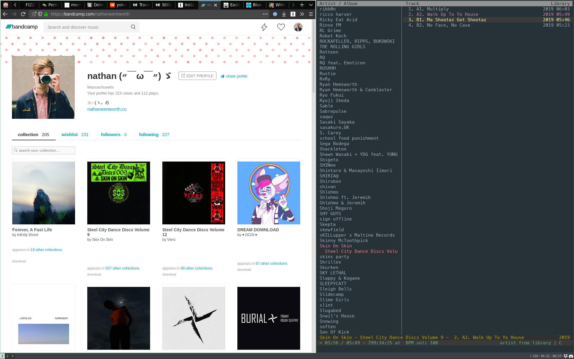 firefox and cmus (music player)