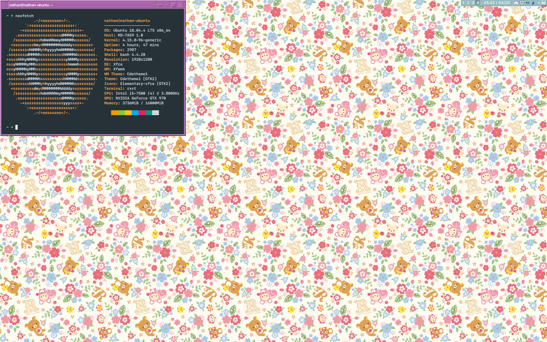 desktop screenshot with neofetch
